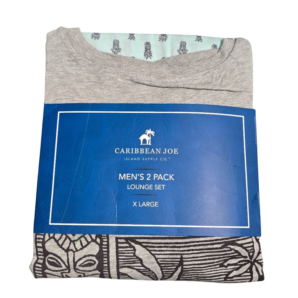 NWT | Caribbean Joe Men's 2-Piece Tiki & Palm Lounge Set | Shirt & Shorts | XL